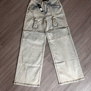 Unique Metallic Wide-Leg Jeans